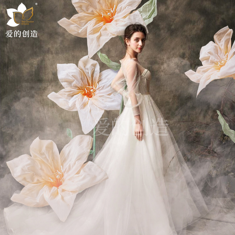 大型婚庆纸花橱窗广告拍摄背景明星摄影杂志拍照手工立体纸艺装饰