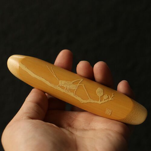 精品名家戚挺飞纯手工留青雕刻小号玉竹茶勺竹茶则竹雕竹制小茶具