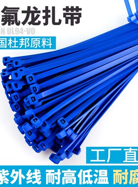 蓝色特氟铁氟龙扎带聚四氟乙烯高强度耐高低温酸碱腐蚀发动机能源