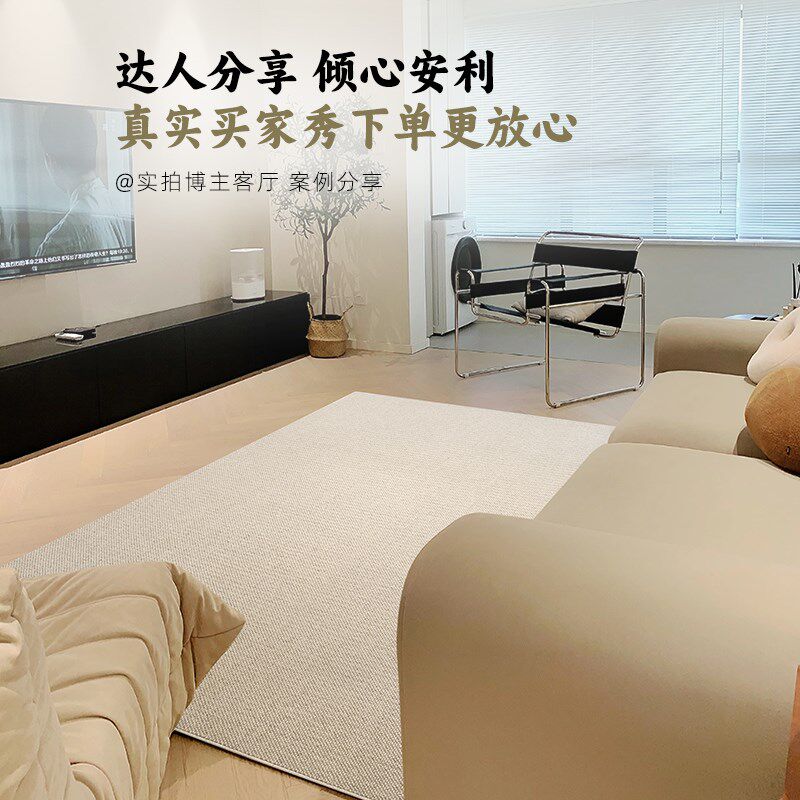 新西兰进口羊毛地毯客厅卧室沙发茶几侘寂风高级感床边毯素色满铺