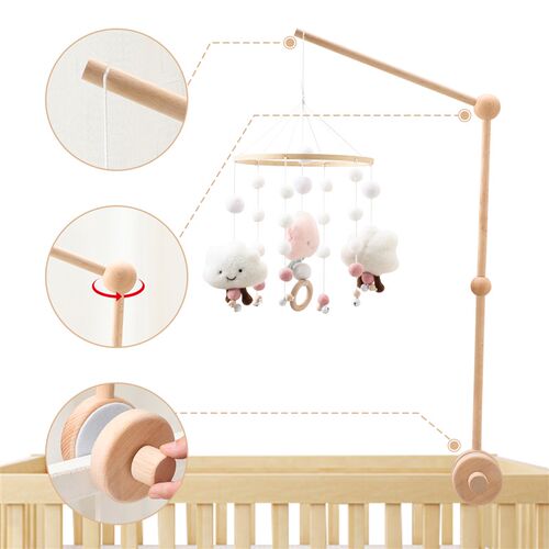 Bite Bites Wooden Bed Bell Baby Mobile Bracket Sock Rattle F