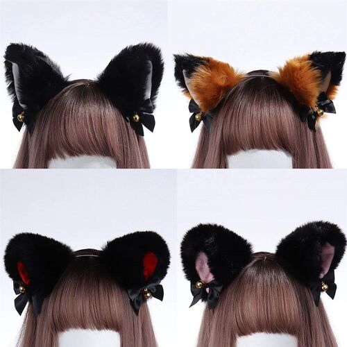 Cat Ears Headband With Bell Animal Cosplay Girl Furry Party