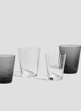 昀/YYUN 锤纹水杯玻璃咖啡杯热饮杯耐热茶杯啤酒杯家用果汁杯