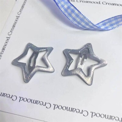 3 Pairs Sweet Shinny Fine Flash Enamel Star Hair Clips For W