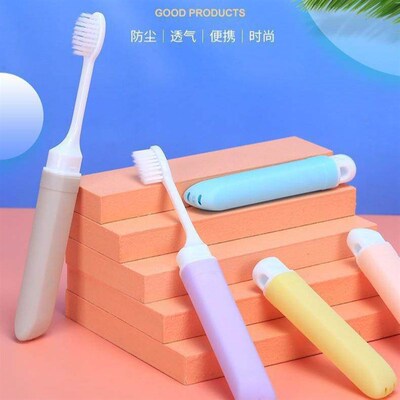 Macaron-colored folding soft bristle toothbrushes, 5 pieces,