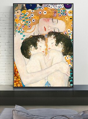 Famous Posters and Print Mother Love Twins Baby By Gustav Kl