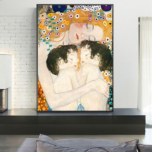 Famous Posters and Print Mother Love Twins Baby By Gustav Kl