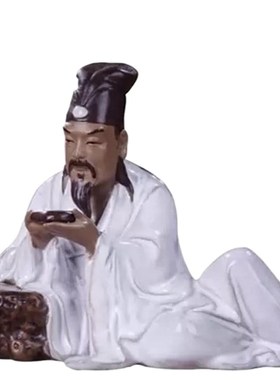石湾陶瓷苏东坡盆景假山人物桌面客厅酒柜茶台创意装饰摆件陶渊明