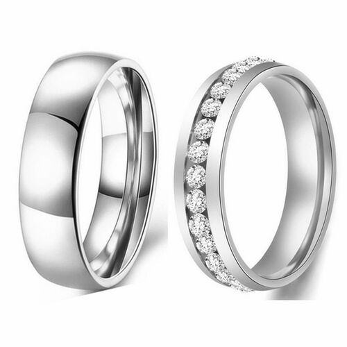 20PCs/Lot Men Womens Couple Rings Width 6mm Rhinestone Jewe