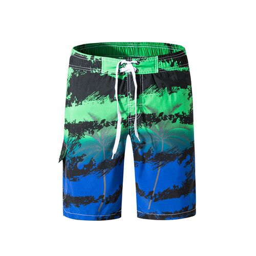 Mens Loose Casual Pants Striped Print Seaside Beach Shorts
