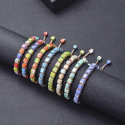 Bohemian Square Emperor Stone Brlet Braided Colorful Natural