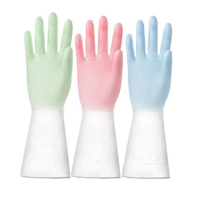 Gradient Color Waterproof Latex Gloves for Women - Thin, Sli