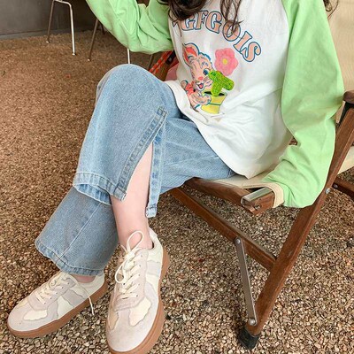 Emo Beibei Girls Design Sense Personalized Split Jeans Chil