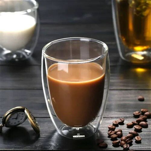 5 Sizes Double Wall Insulated Glass Cup Clear Espresso Coffe