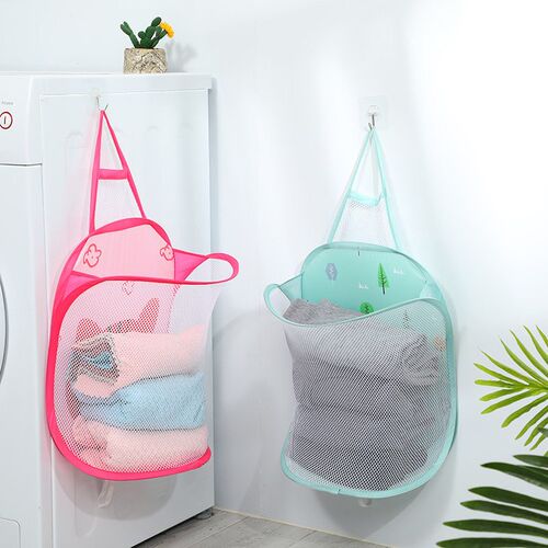 Foldable wall mounted dirty clothes basket, bathroom dirty