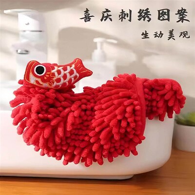Cute hanging kitchen towel, absorbent household hand towel,