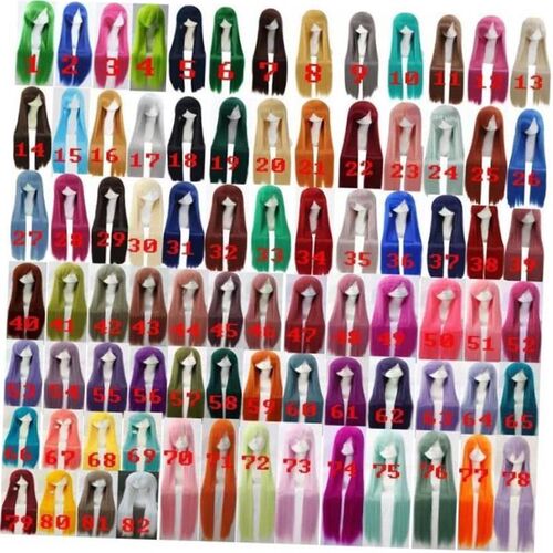 wig cosplay fashion women long Straight hair Red black blue
