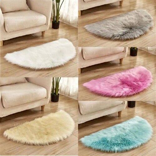 Soft Half Round Bedroom Carpets Long Plush Thicken Bedside