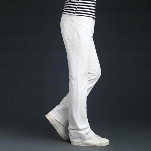Denim micro flared pants mens white jeans