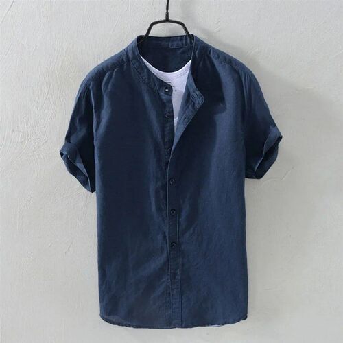 2023 New Mens Casual Blouse Cotton Linen Shirt Loose ops Sh