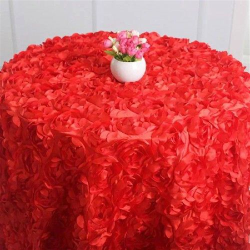 120cm Round 3D Rose Fabric Tablecloth Table Cover Wedding
