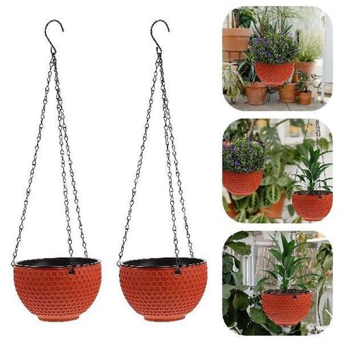 2Pcs Plastic Flowerpot Hanging Basket Space saving Wall