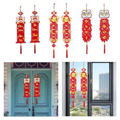 Vietnamese New Year Red Hanging Couplets Door Sign Decor
