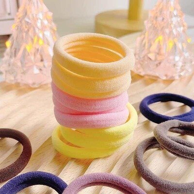 Sweet black barrel-shaped 20-pack elastic hair ties, towel l