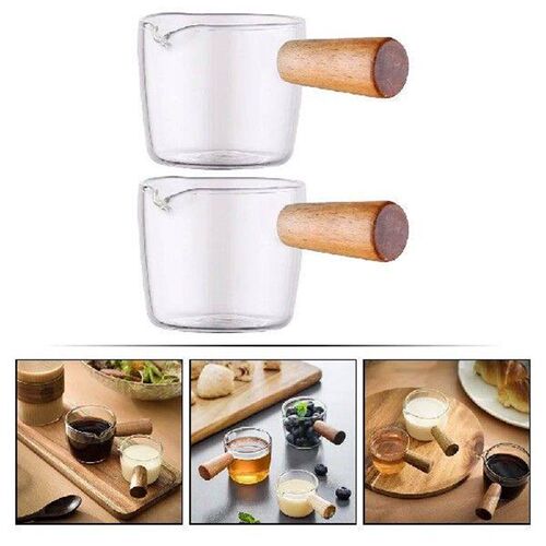 2 Pcs Mini Milk Cup Creamer Pitcher Glass Clear Water
