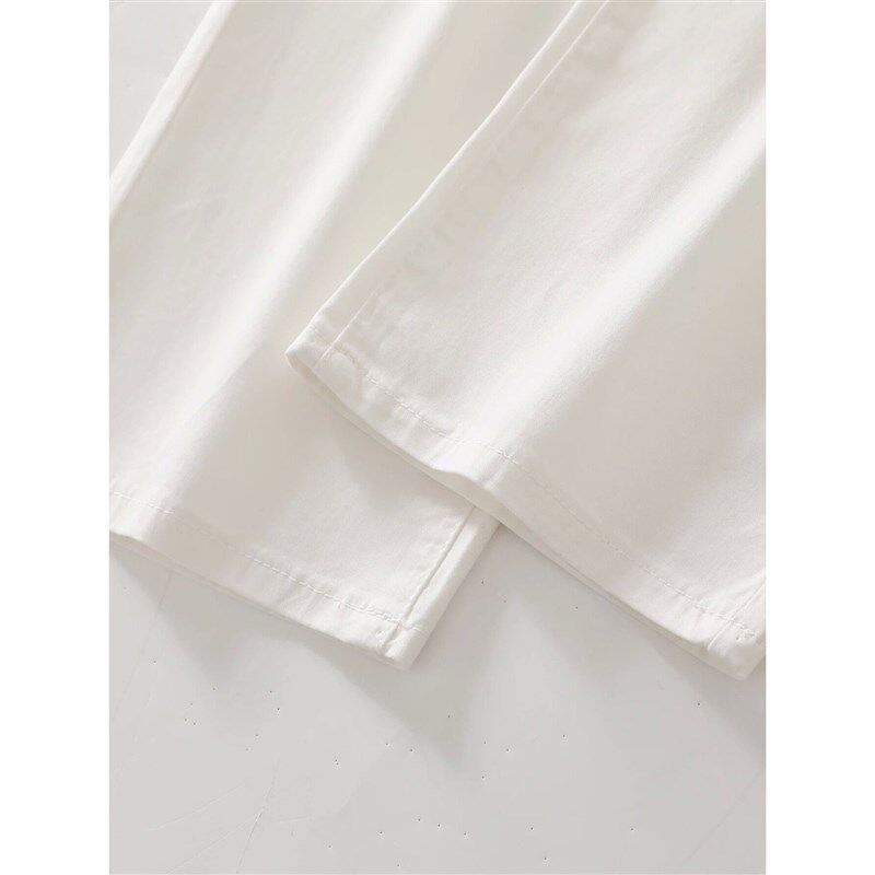 Mens Classic Straight White Cotton Chino Pants Business图片