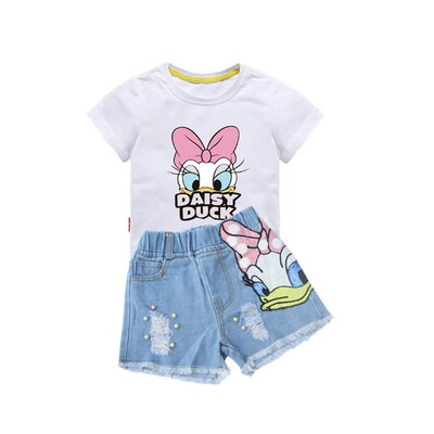 Childrens Fashion Sets Sequins Embroidery Broken Hole Pearl
