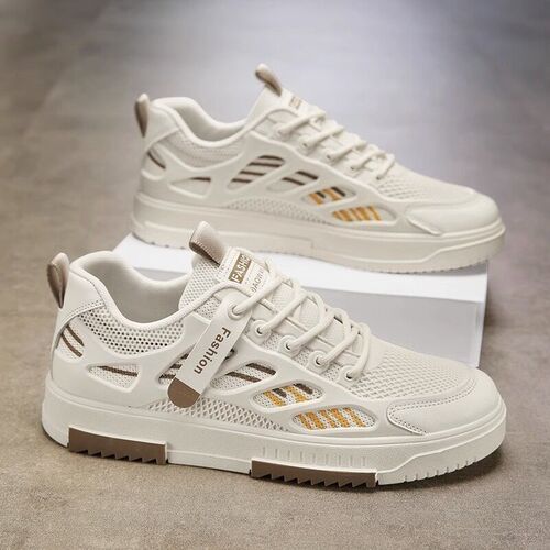 2025 Breathable Mesh Shoes Mens rendy All-match White Shoes