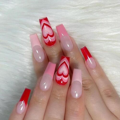 24pcsBox Press on Fake Nails Short French Edges Acrylic Fu