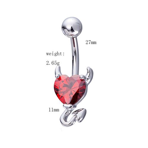 Love & Annie Heart Navel Belly Button Rings Devil Shape Red