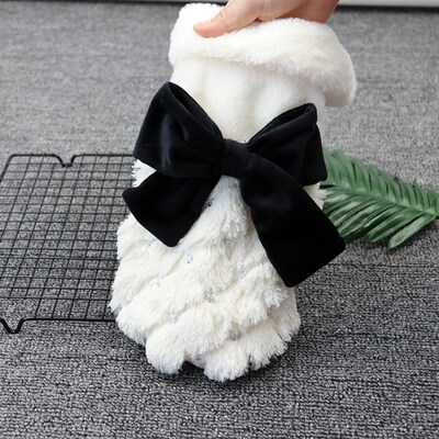 Fashion Sequin Winter Pet Dog Clothes Elegant White Puppy Pe
