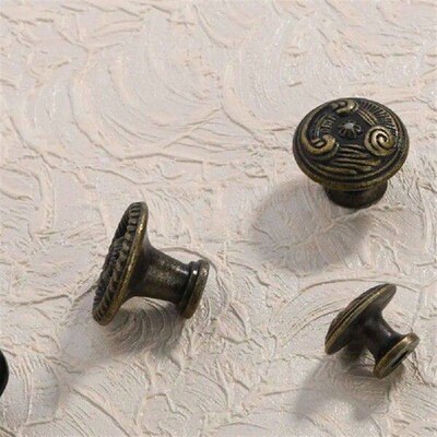 6 Pcs Bronze Cabinet Knobs Vintage Drawer Pulls Furniture H