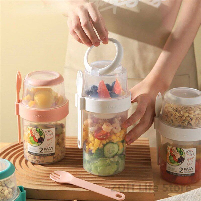 1L Portable Breakfast Cups Oatmeal Cereal Nut Yogurt Salad C图片
