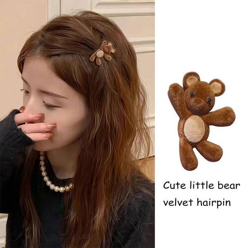1PC Cute Waving Little Velvet Bear Hairpin cate Compact Duck