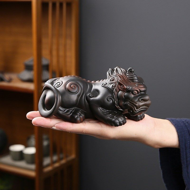 紫陶招财貔貅家居装饰摆件手工客厅办公室玄关茶桌面摆设茶宠茶玩,家居饰品,装饰摆件,淘宝优惠券,粉丝福利购,淘宝优惠卷