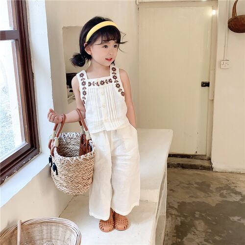 1643C Girls Clothes Sleeveless Suit 2023 Summer New Korean G