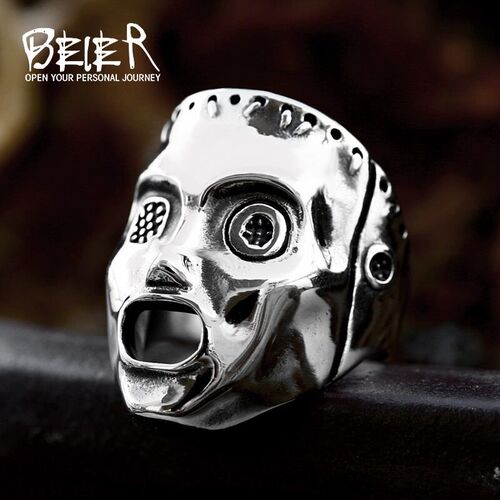 beier new stainless steel skull mask ring european and ameri