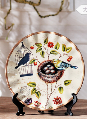 欧式装饰盘摆件摆盘装饰品盘子陶瓷 酒柜摆设家居饰品客厅工艺品