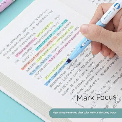 6pcs Erasable Highlighters Pastel Markers Dual Tip Fluoresce