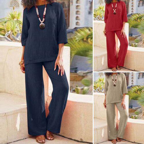 2024 Large Size Womens Solid Color Chinese Style Retro Pant