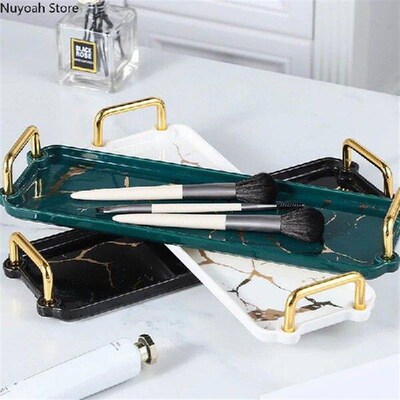 Nordic Light Luxury Marble Ceramic Tray Creative Living
