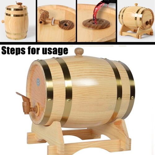 1.5/3L Wood Barrel Vintage Oak Beer Brewing Equipment Mini K