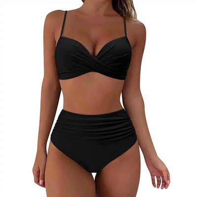 Split swimsuit bikini set womens high waisted