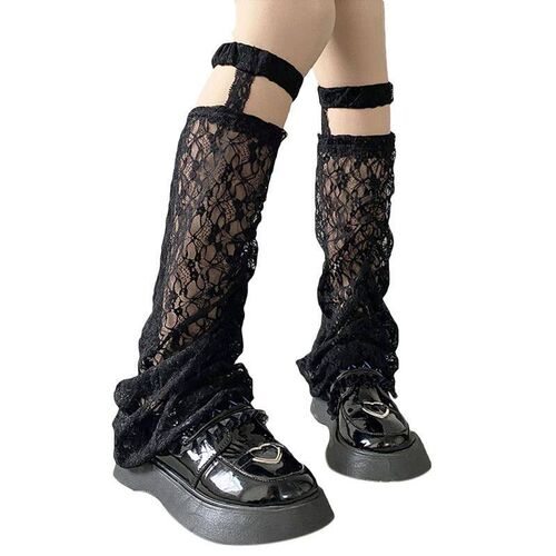 Women Lace Hollow Out Sling Feet Leg Warmers Japanese JK Sty