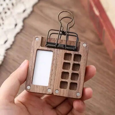 Mini Walnut Watercolor Paint Palette Empty 8 Grid 0.5ml