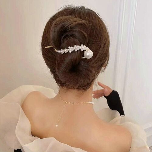 2023 Fashion Metal Pearl Hair Clips Hairpins Frog Buckle tai